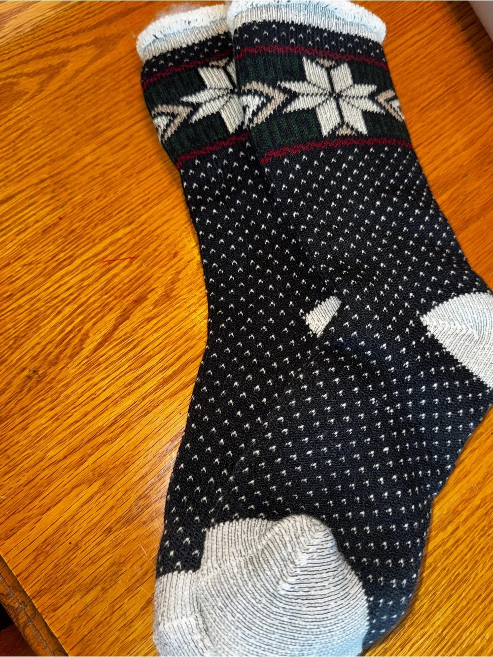Unisex Dark Navy Nordic Crew Socks with Gray Accents